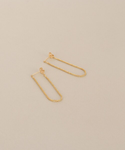 ピアス K10クリスクロスチェーンフープ スタッドピアス レディースの画像