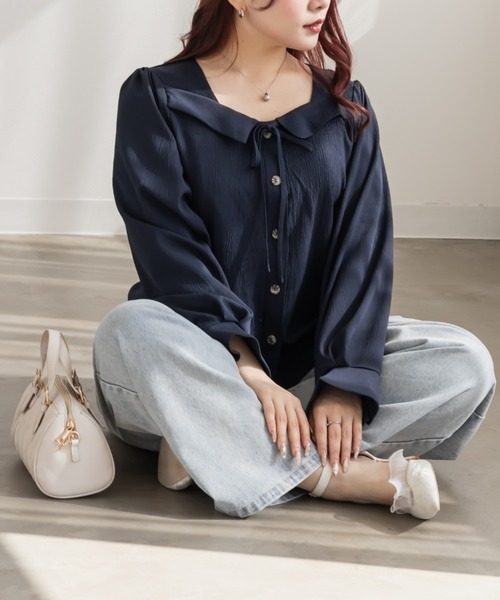 「CLETTE」 長袖ブラウス LL ブルー レディース_画像5