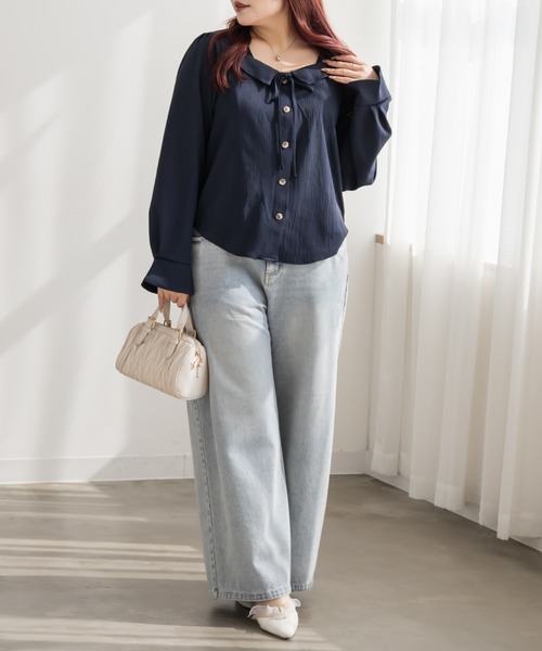 「CLETTE」 長袖ブラウス LL ブルー レディース_画像6