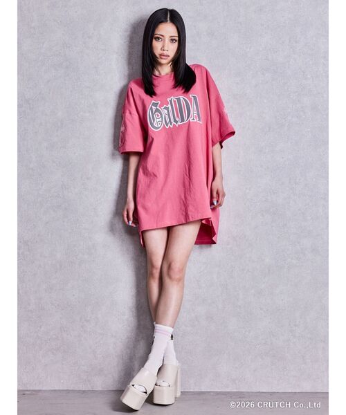 【新品】GYDA GALFY GalDA Tシャツ ピンク GALFY（ガルフィー） tシャツ 半袖 GYDA×GALFY BACK LOGO BIG Tシャツ