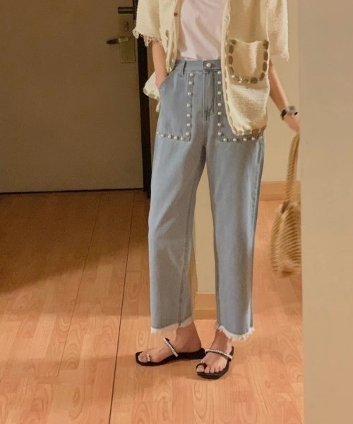 「N.s」 デニムパンツ L ブルー レディース_画像4