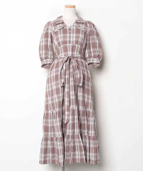 Her lip to チェック柄半袖ワンピース M グリーン レディース