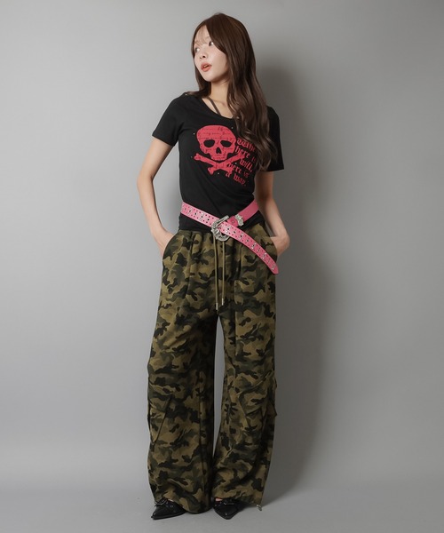「SPINNS」 「attitude makes style!」イージーパンツ ONESIZE グレー レディース_画像3