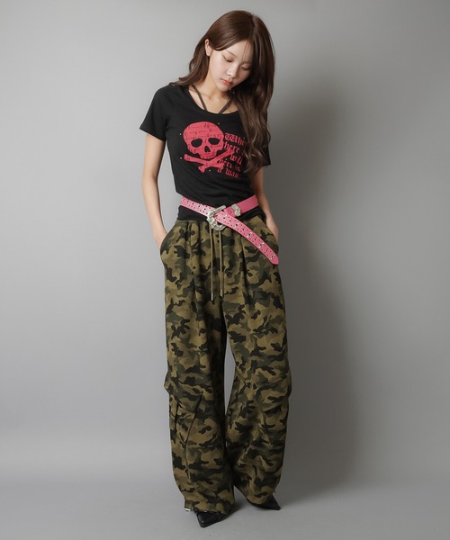 「SPINNS」 「attitude makes style!」イージーパンツ ONESIZE グレー レディース_画像4