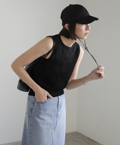「select MOCA」 ノースリーブニット FREE ブラック レディース_画像7