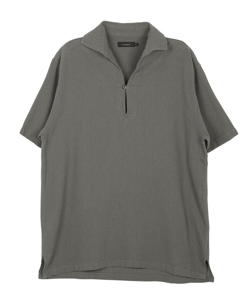 JIGGYS SHOP シャツ ストレッチ 綿麻 スキッパーポロシャツ 半袖