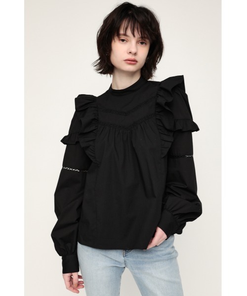 ブラウス シャツ Stand frill blouse スタンドフリルブラウス レディース セール】Stand frill blouse スタンドフリルブラウス（シャツ