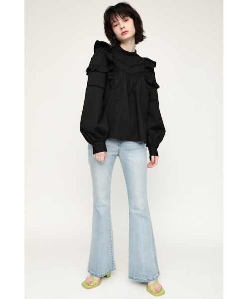 SLY シャツ ブラウス STAND COLLAR FRILL BLOUSE スタンドカラ