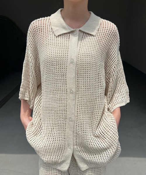 ブラウス シャツ Mesh shirt　メッシュシャツ レディース ブラウス シャツ メッシュニット半袖シャツ レディース