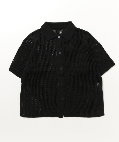 ブラウス シャツ メッシュニット半袖シャツ レディース