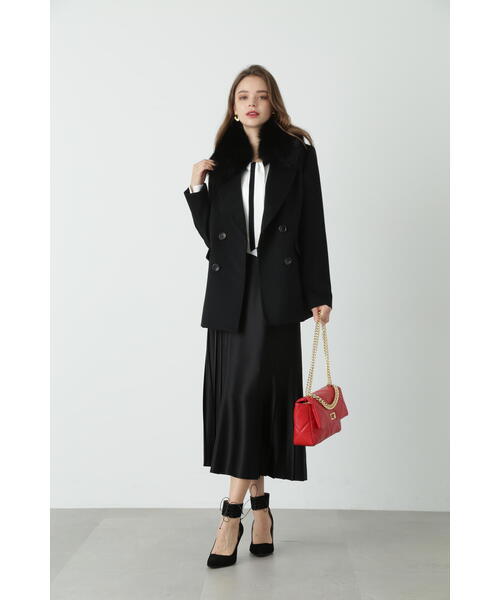 PINKY&DIANNE 黒　ウールピーコート 38サイズ カシミヤ　ウール PINKY&DIANNE 黒ウールピーコート 38サイズ カシミヤウール