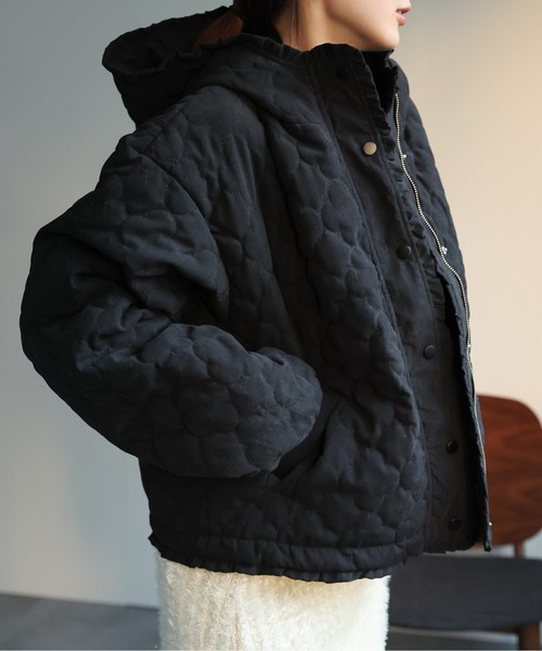 コート アウター 「フラワーキルティング」中綿フリルジャケット レディース | LACーVERT | 03