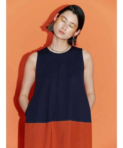 ワンピース カラーブロックコクーンワンピース レディース  