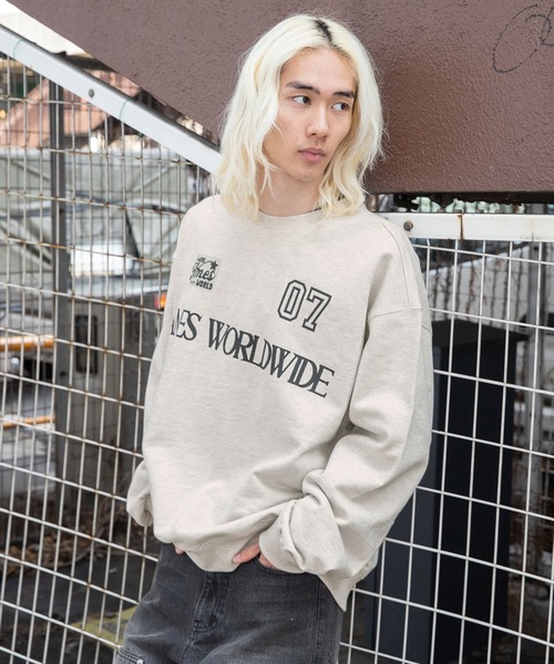 ★AMES-WORLDWIDE★LOGO TYPO GRAPHIC SWEATSHIRT L.BL★正規品 Ames Worldwide - Basic Logo Sweatshirt – Halmeoni Manila