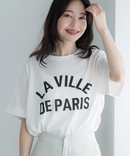 tシャツ Tシャツ レディース ロールアップ袖サイドスリットロゴTシャツ｜zozo｜09