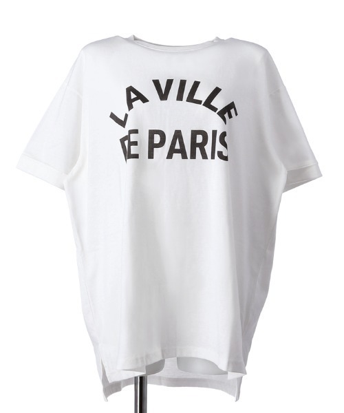 coca tシャツ ロールアップ袖サイドスリットロゴTシャツ