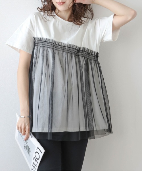 tシャツ チュールドッキングTシャツ レディース : ZOZOTOWN