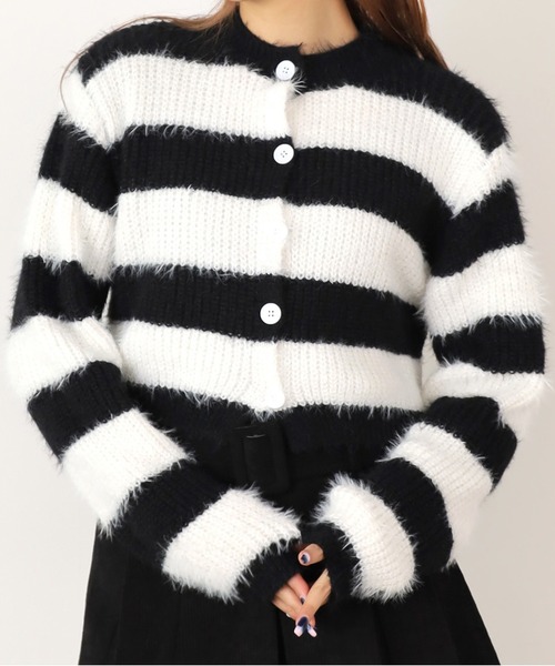 ROOP TOKYO カーディガン Shaggy Border Short Knit / ボーダー