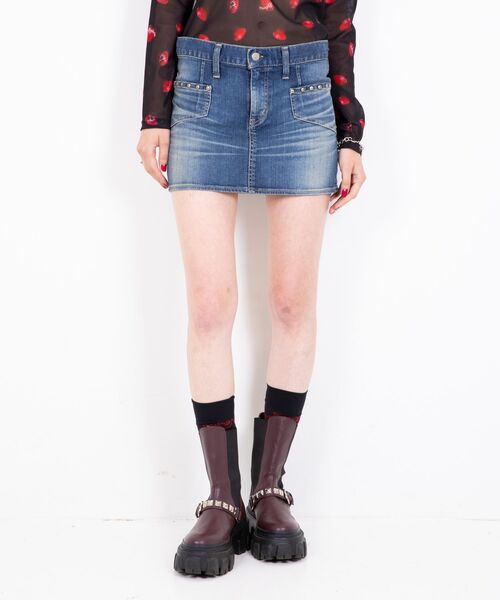 美品 ヒステリックグラマー バックレースアップ デニムスカート HYSTERIC GLAMOUR デニムスカート バックレースアップ マイクロ