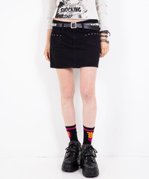 hysteric ヒステリックグラマー スタッズ レースアップデニムミニスカート HYSTERIC GLAMOUR デニムスカート バックレースアップ マイクロ