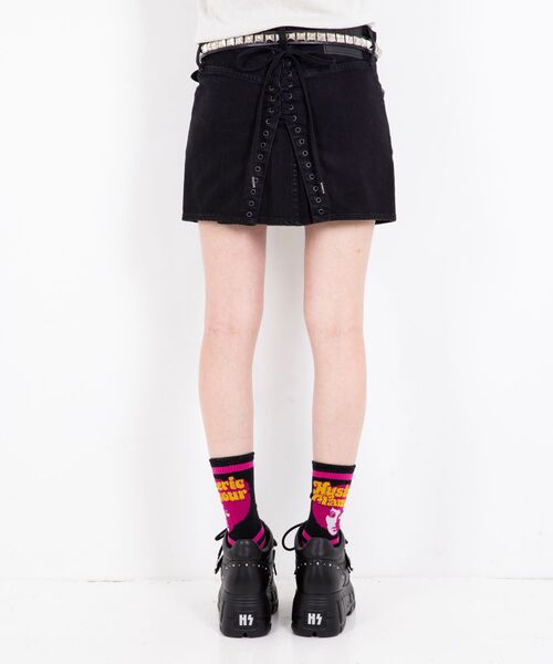 HYSTERIC GLAMOUR マイクロバックレースアップデニムスカート バックレースアップ マイクロミニデニムスカート|HYSTERIC