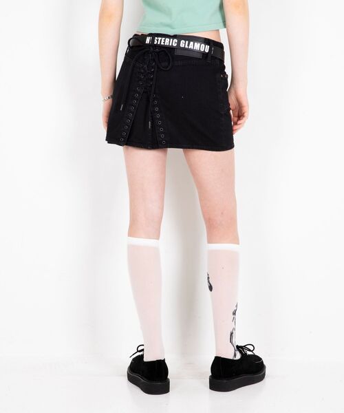 HYSTERIC GLAMOUR バックレースアップ マイクロミニデニムスカート HYSTERIC GLAMOUR｜バックレースアップ マイクロミニデニム