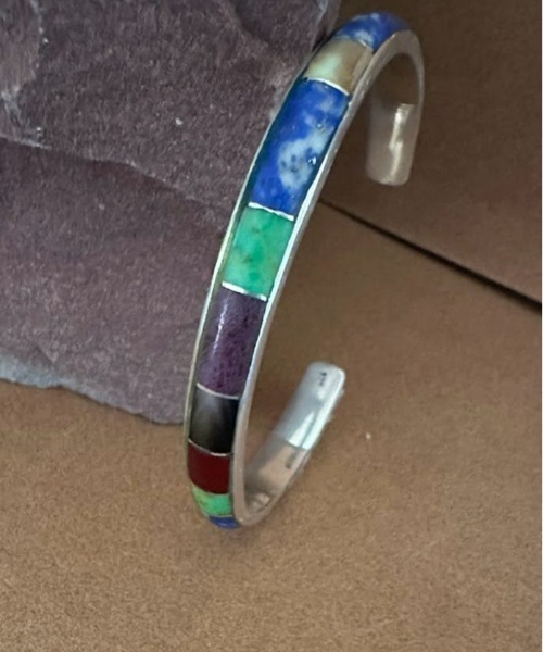 バングル 「Lapis note」チャンレイタイプ　8mm幅天然石バングル レディースの画像