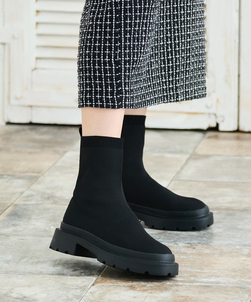 attagirl（アタガール） ブーツ ストレッチニットソックスブーツ