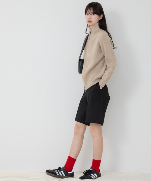 HEILIS ニット セーター ダブルジップリブニットトップス / 長袖