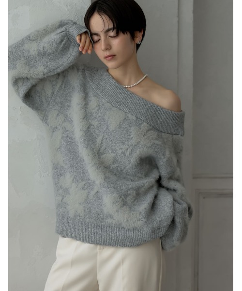 ニット セーター 「2024-25 WINTER COLLECTION」「MEISM by Re:EDIT」2WAYシャギーフラワージャガードニットト MEISM ニット セーター 「2024-25 WINTER COLLECTION」「MEISM
