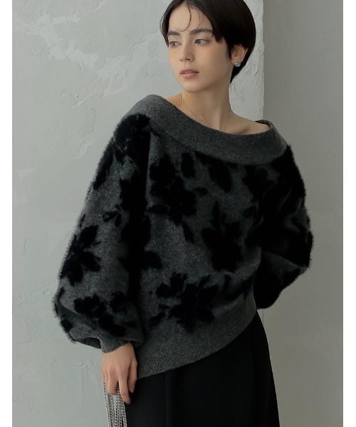 ニット セーター 「2024-25 WINTER COLLECTION」「MEISM by Re:EDIT」2WAYシャギーフラワージャガードニットト