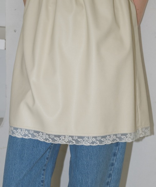 ワンピース leather frill onepiece／レザーフリルキャミワンピース