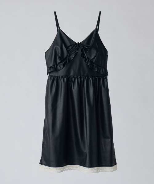 ワンピース leather frill onepiece／レザーフリルキャミワンピース