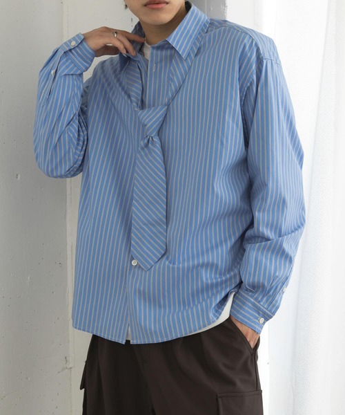メンズ ネクタイ付きシャツ ストライプシャツ T01604 SENSE OF PLACE by URBAN RESEARCH シャツ 「ユニセックス