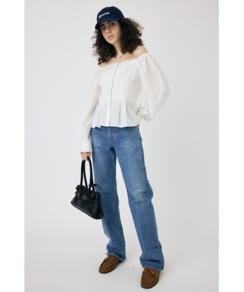 シャツ+ブラウス(長袖+七分) MEDI SHEER OFF SHOULDER BLOUSE MOUSSY（マウジー） ブラウス シャツ OFF SHOULDER シャツ レディース