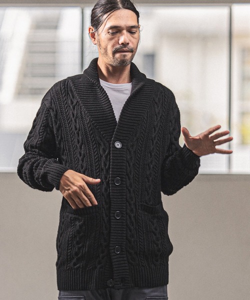 「CAMBIO」 ニットカーディガン S カーキ メンズ_画像6