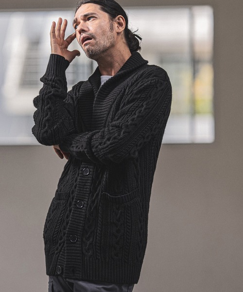 「CAMBIO」 ニットカーディガン S カーキ メンズ_画像7