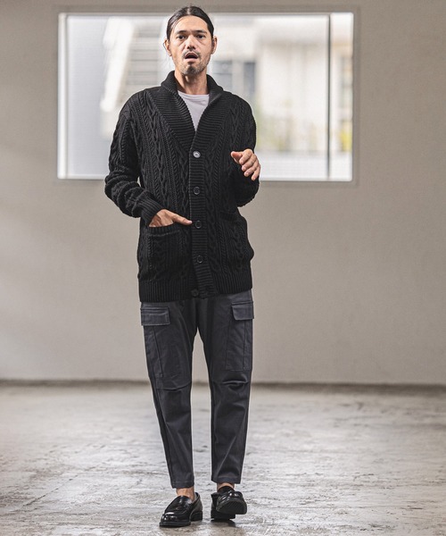 「CAMBIO」 ニットカーディガン S カーキ メンズ_画像8