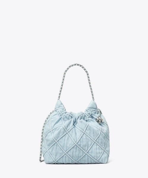 （US発）Tory Burch デニムドローストリングホーボーバッグ TORY BURCH ショルダーバッグ バッグ フレミング ソフトデニム