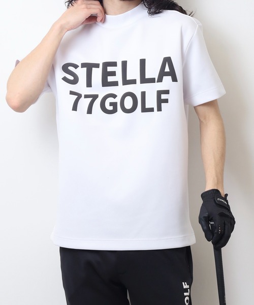 STELLA77GOLF スマホショルダー tシャツ 蛍光カラーゴルフモックネック