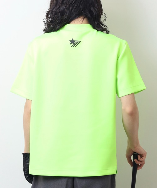 STELLA77GOLF スマホショルダー tシャツ 蛍光カラーゴルフモックネック
