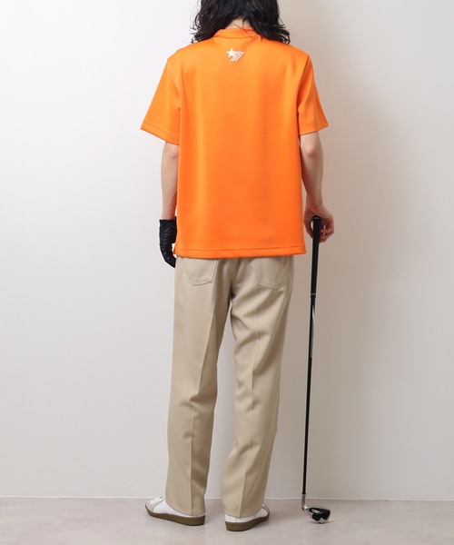 STELLA77GOLF スマホショルダー tシャツ 蛍光カラーゴルフモックネック