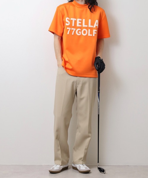 STELLA77GOLF スマホショルダー tシャツ 蛍光カラーゴルフモックネック