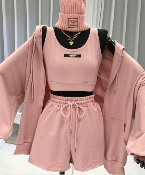 LETee セットアップ ZIPパーカー・タンクトップ・ショートパンツの豪華