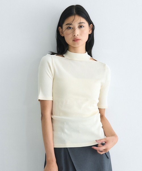 UNITED TOKYO 五分袖トップス ホワイト サイズ1 〈WEB限定〉DRY RAYON 