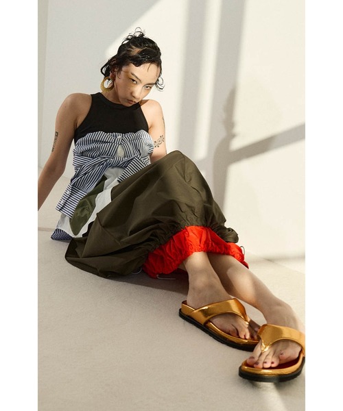 トップス BLOCKING HEM FLARE TANK ommo OMMO ONLINE STORE / BLOCKING HEM FLARE TANK
