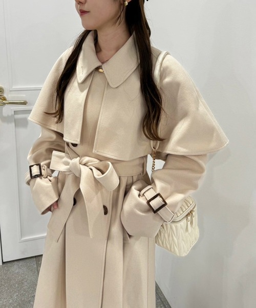 [one after another NICE CLAUP] пальто с отложным воротником LARGE слоновая кость женский 