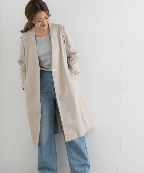 URBAN RESEARCH DOORS ベージュ コート URBAN RESEARCH DOORS 「URBAN DOORS」 ノーカラーコート ONE