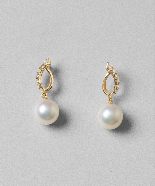K18 ピアス あこやパール ダイヤモンド Jewel closet by L&Co. ピアス K18 アコヤパール ダイヤモンド ピアス