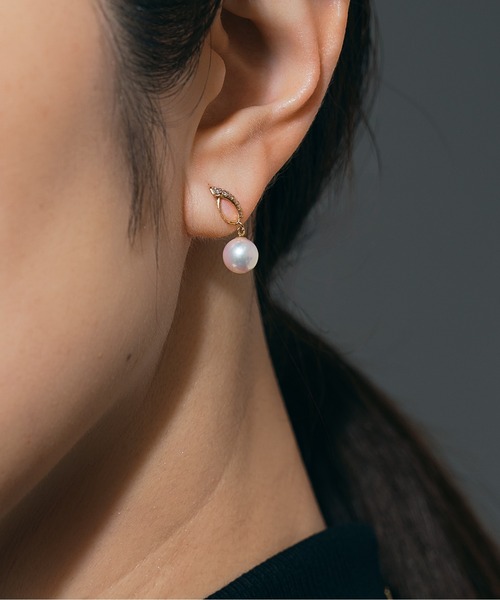 K18 ピアス あこやパール ダイヤモンド Jewel closet by L&Co. ピアス K18 アコヤパール ダイヤモンド ピアス